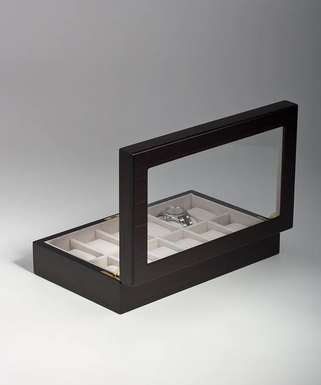 Klockförvaringslåda för 12st klockor i trä