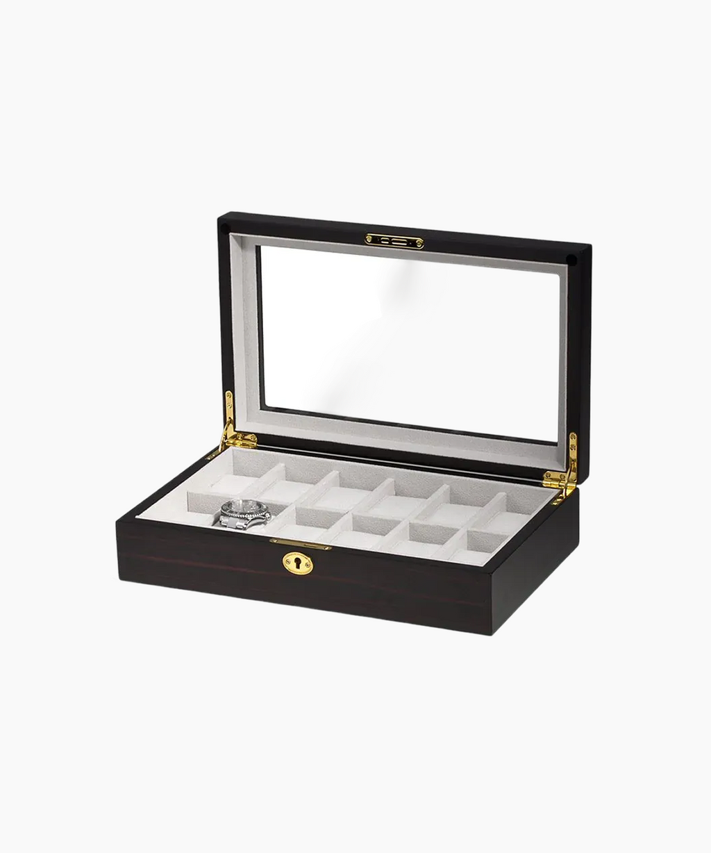 Klockförvaringslåda för 12st klockor i trä